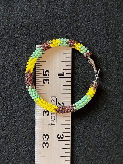 Yellow, green & brown hoops
