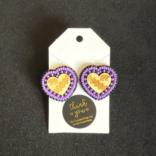 Heart stud purple n black
