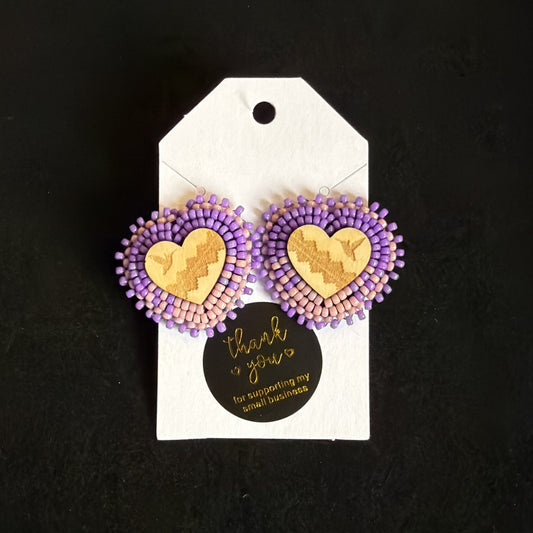 Heart stud pink n lilac