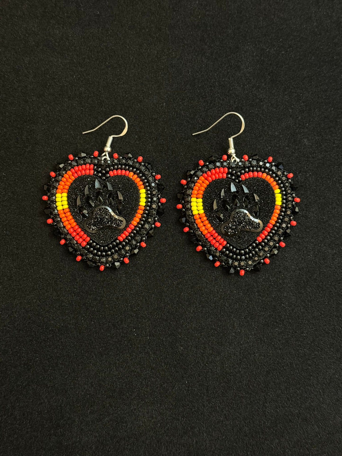 Black hearts with fire colors