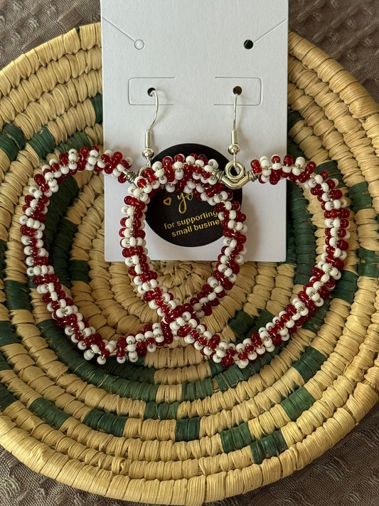 Red and white heart hoops