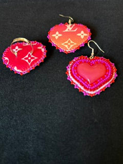 Pink heart earrings and ring Set