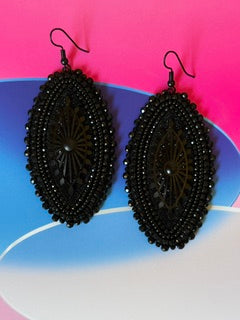 Black horse eye earrings