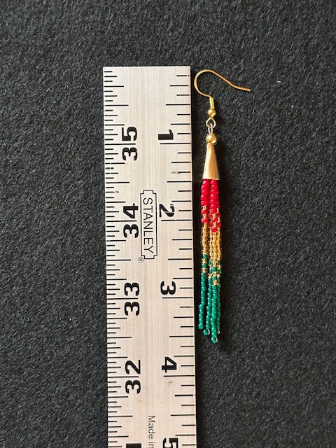 Mini red, gold and green fringe